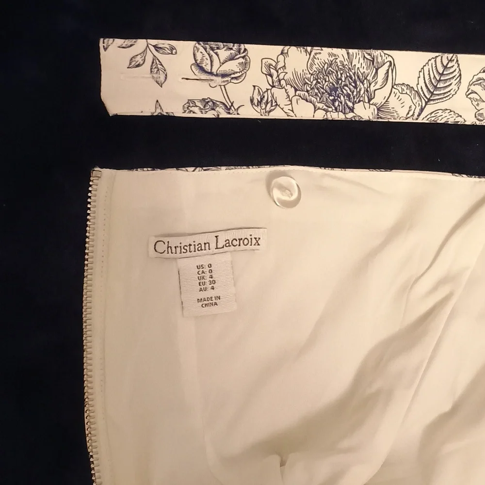 Christian Lacroix Toile De Jouy Dress - Size 0 - Classic French Floral Design - Picture 9 of 12